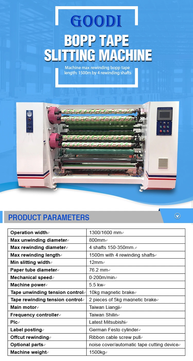 Transparent BOPP Plastic Tape Slitting Slitter Machine Factory Price